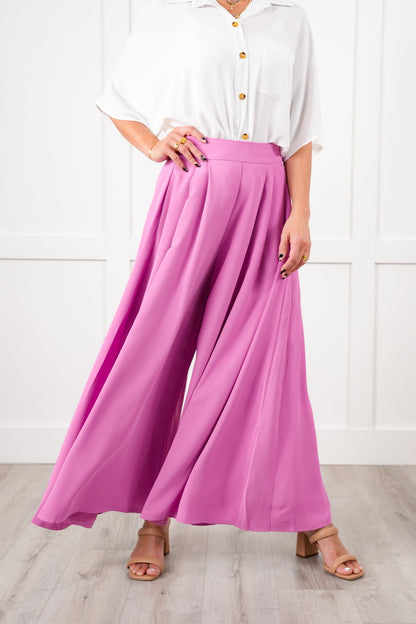 Pleated High Waist Wide Leg Pants
