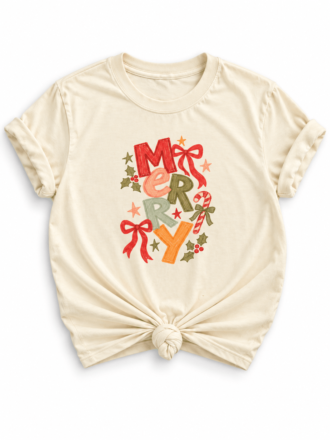 Plus/Reg Short Sleeve "Merry" Christmas Graphic Tee - Freckled Poppy