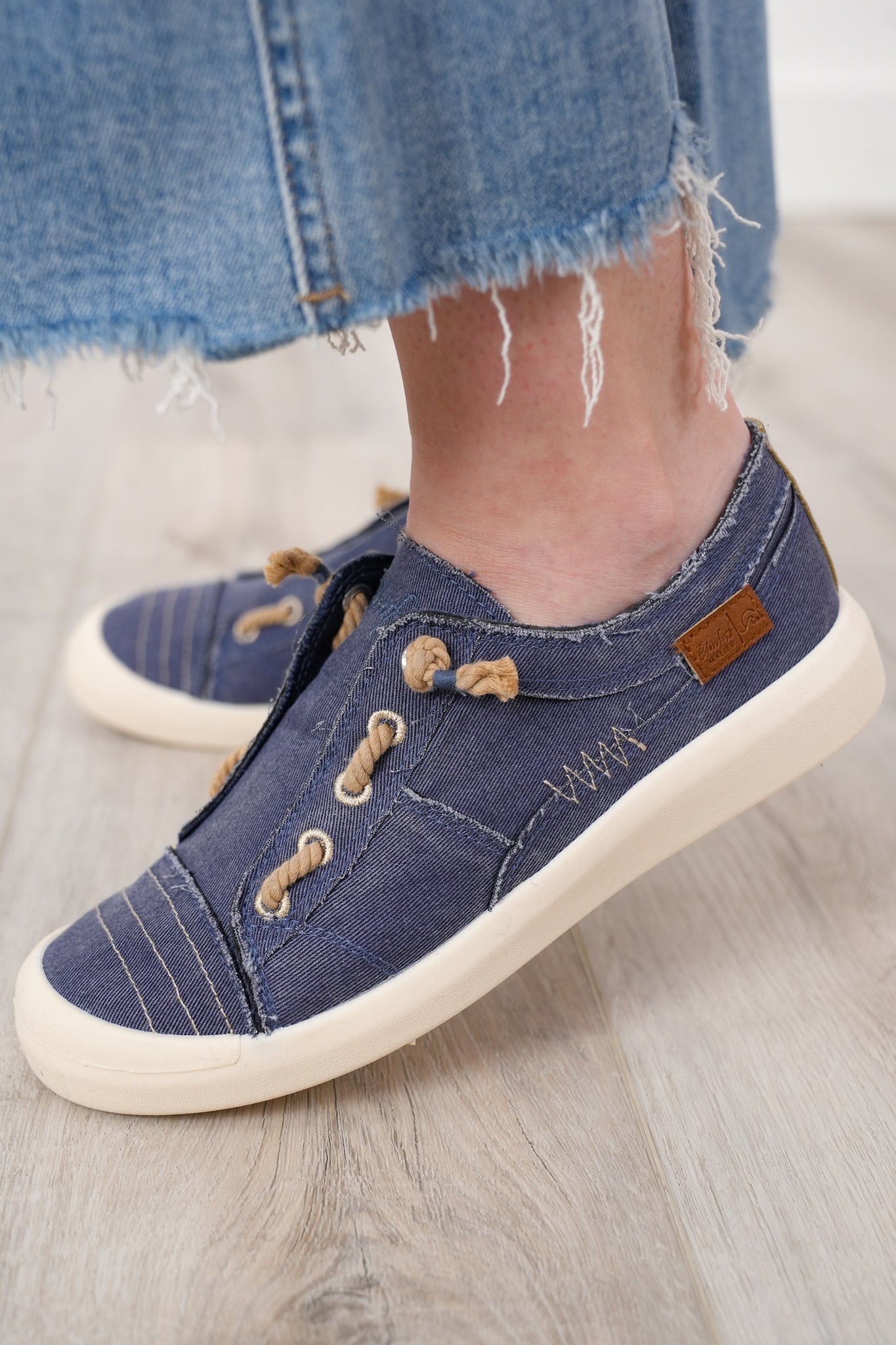 Blowfish Stitch Accent Sneakers with Distressed Edges