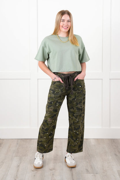 Short Sleeve Crew Neck Boxy Cropped Top
