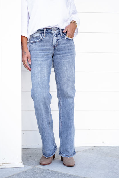 Lovervet Mid Rise Medium Wash Tummy Control Dad Jean
