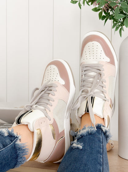 Shu Shop High Top Sneaker with Gold Trim Detail