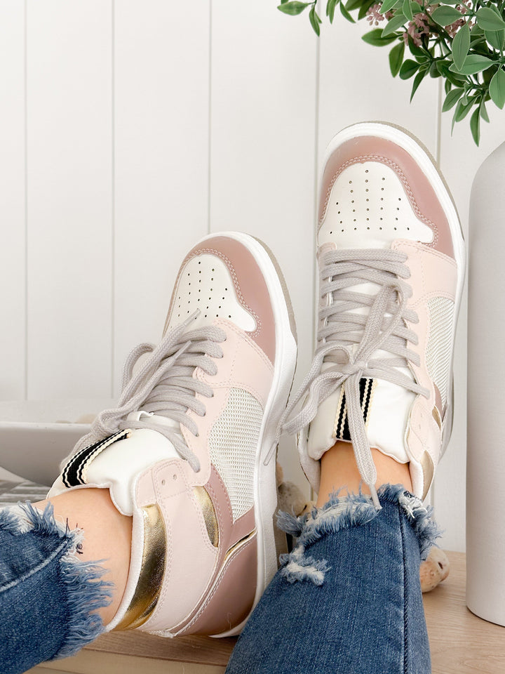 Shu Shop High Top Sneaker with Gold Trim Detail