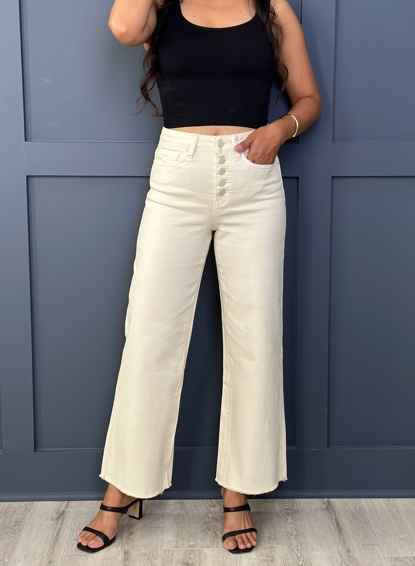 Mica High Rise Whitecap Gray Wide Crop Jeans