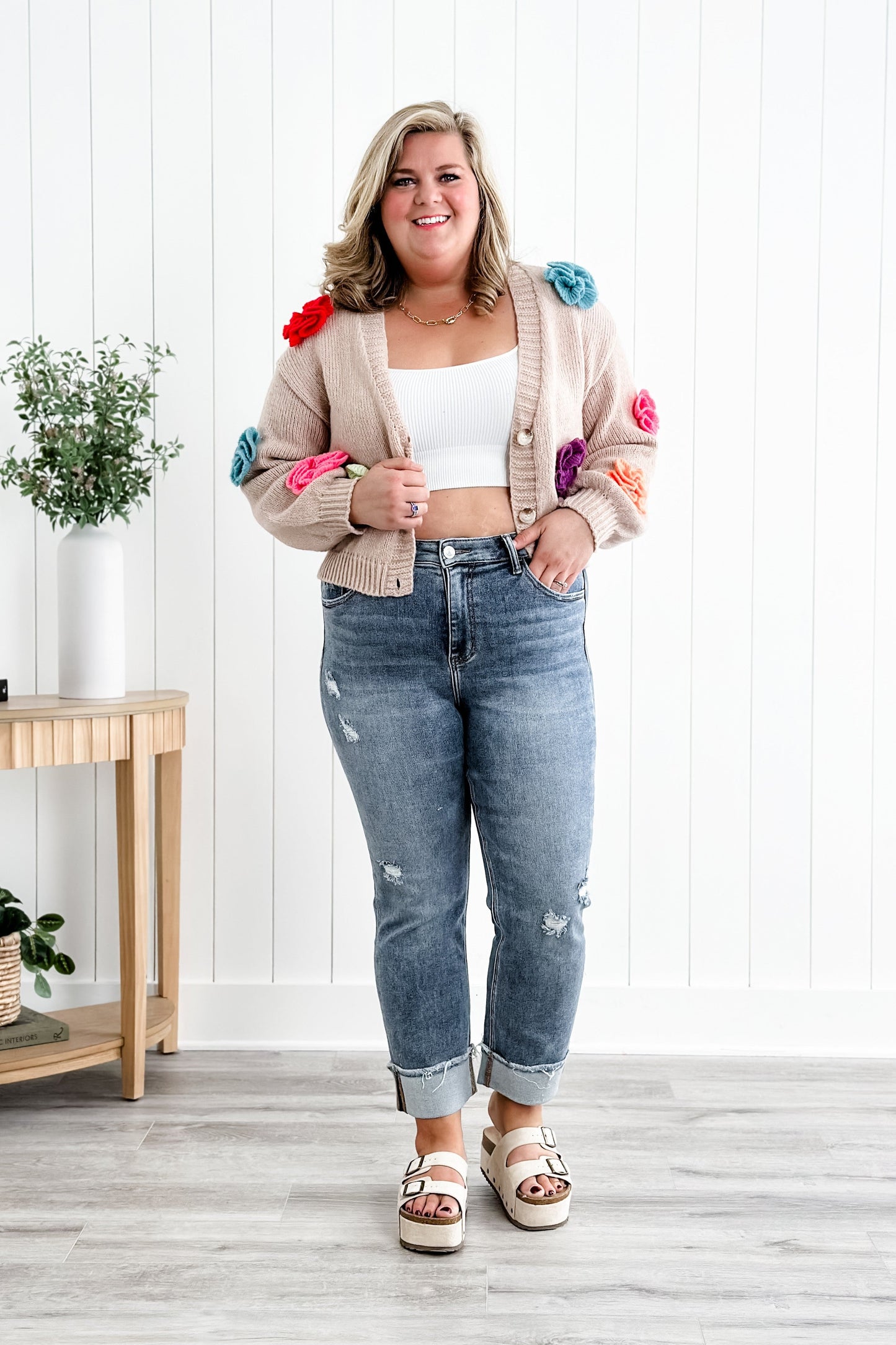 Lovervet High Rise Medium Wash Distressed Straight Leg Jeans