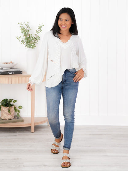 Restocks! POL Floral Embroidered Long Sleeve V-Neck Top (Multiple Colors)