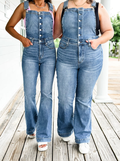 Judy Blue High Rise Control Top Non Distressed Flare Overall