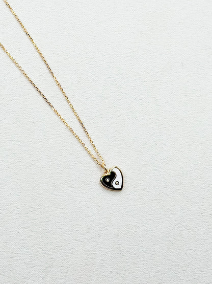 Love, Poppy Yin Yang Heart Necklace