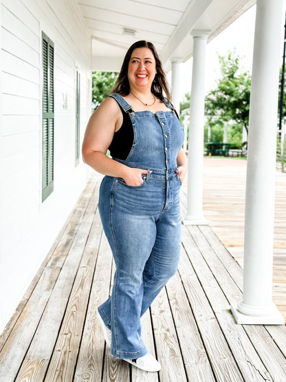 Judy Blue High Rise Control Top Non Distressed Flare Overall