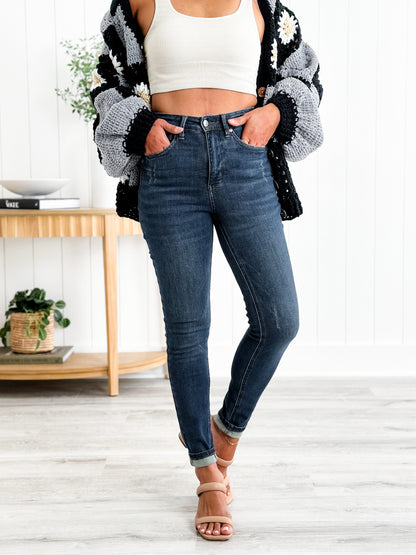 Judy Blue Skinny Minnie Dark Wash High Rise Tummy  Control Top Skinny Jeans