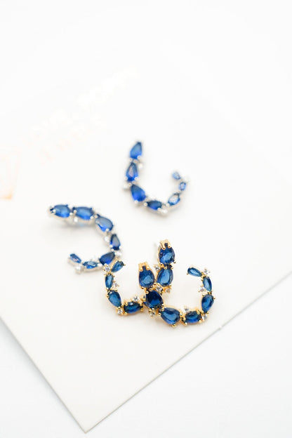 Love, Poppy Montana Blue Crystal Paved Curl Earring (Multiple Colors)