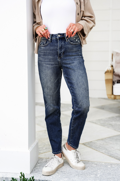 Judy Blue Jolene High Rise Dark Wash Tummy Control Slim Jeans