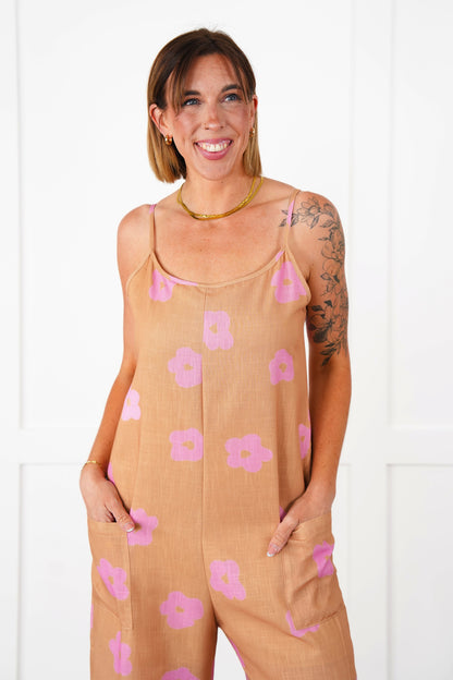 Retro Floral Sleeveless Jumpsuit (Multiple Colors)