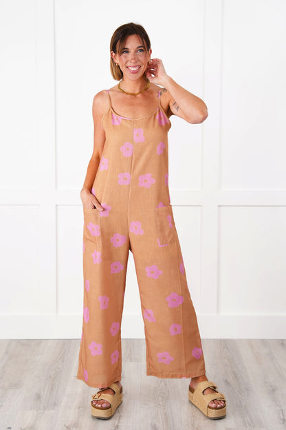 Retro Floral Sleeveless Jumpsuit (Multiple Colors)