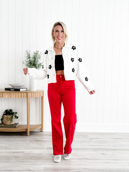 Judy Blue Red Hot High Rise Red 90's Straight Leg Jeans