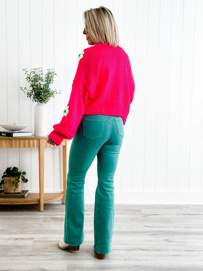 Judy Blue Breakfast at Tiffany's Topaz High Rise Tummy Control Flare Jeans