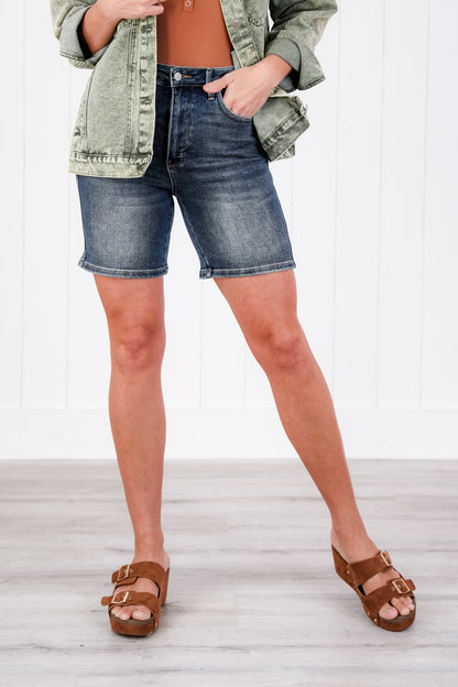 Judy Blue Under Control Dark Wash Tummy Control Vintage Cuffed Shorts