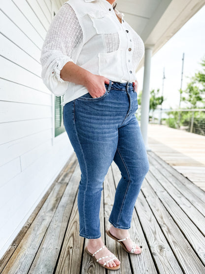 Vervet Mid Rise Slim Ankle Non Distressed Straight Leg Jeans