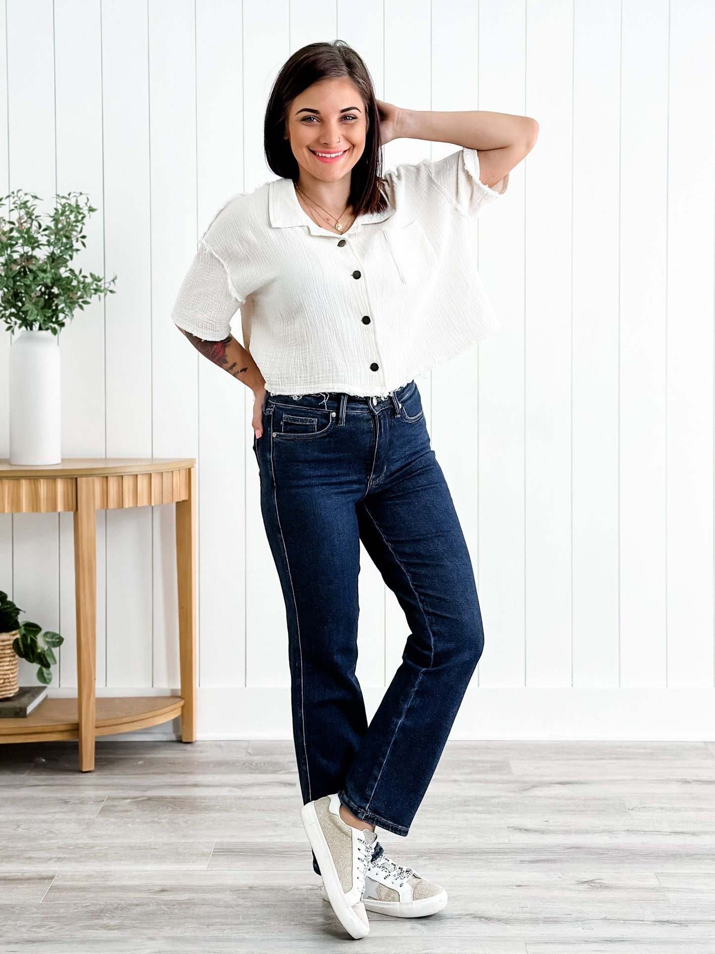 Judy Blue Straight Snatched High Rise Dark Wash Tummy Control Non Distressed Straight Leg Jeans