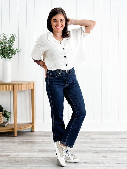 Judy Blue Straight Snatched High Rise Dark Wash Tummy Control Non Distressed Straight Leg Jeans