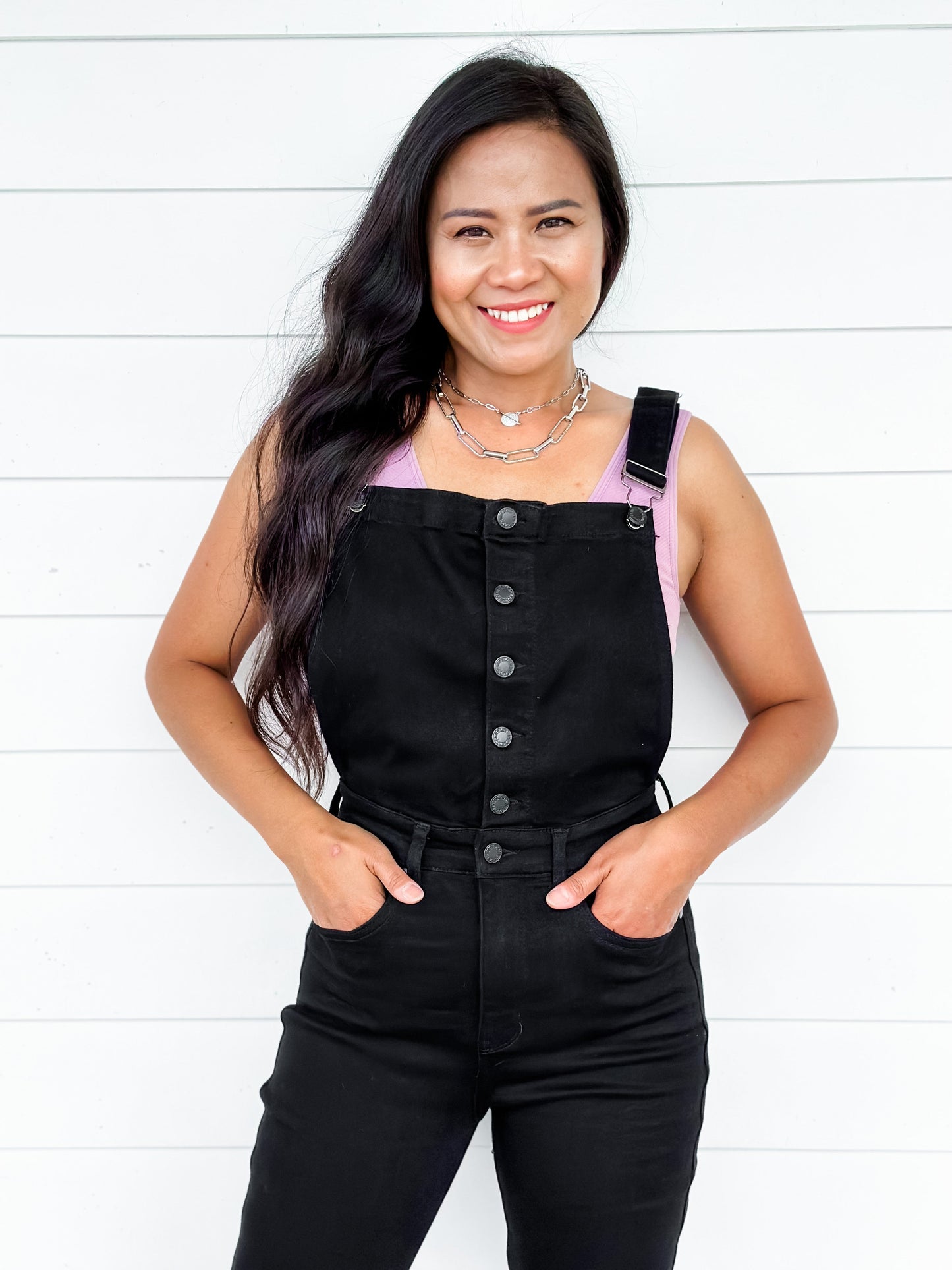 Judy Blue Black High Rise Tummy Control Top Flare Overalls