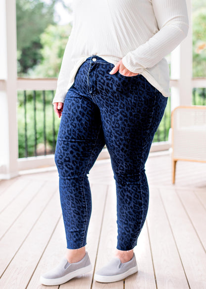 Judy Blue Denim Leopard Print Skinny Jeans