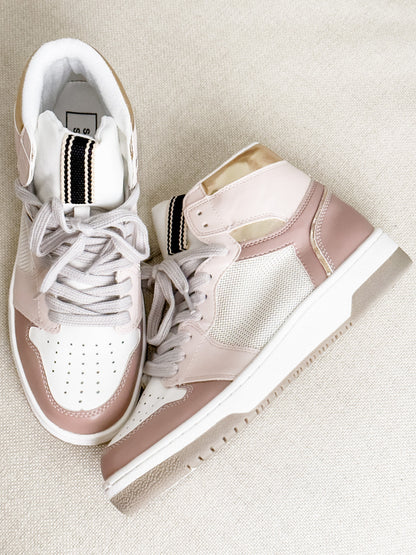 Shu Shop High Top Sneaker with Gold Trim Detail