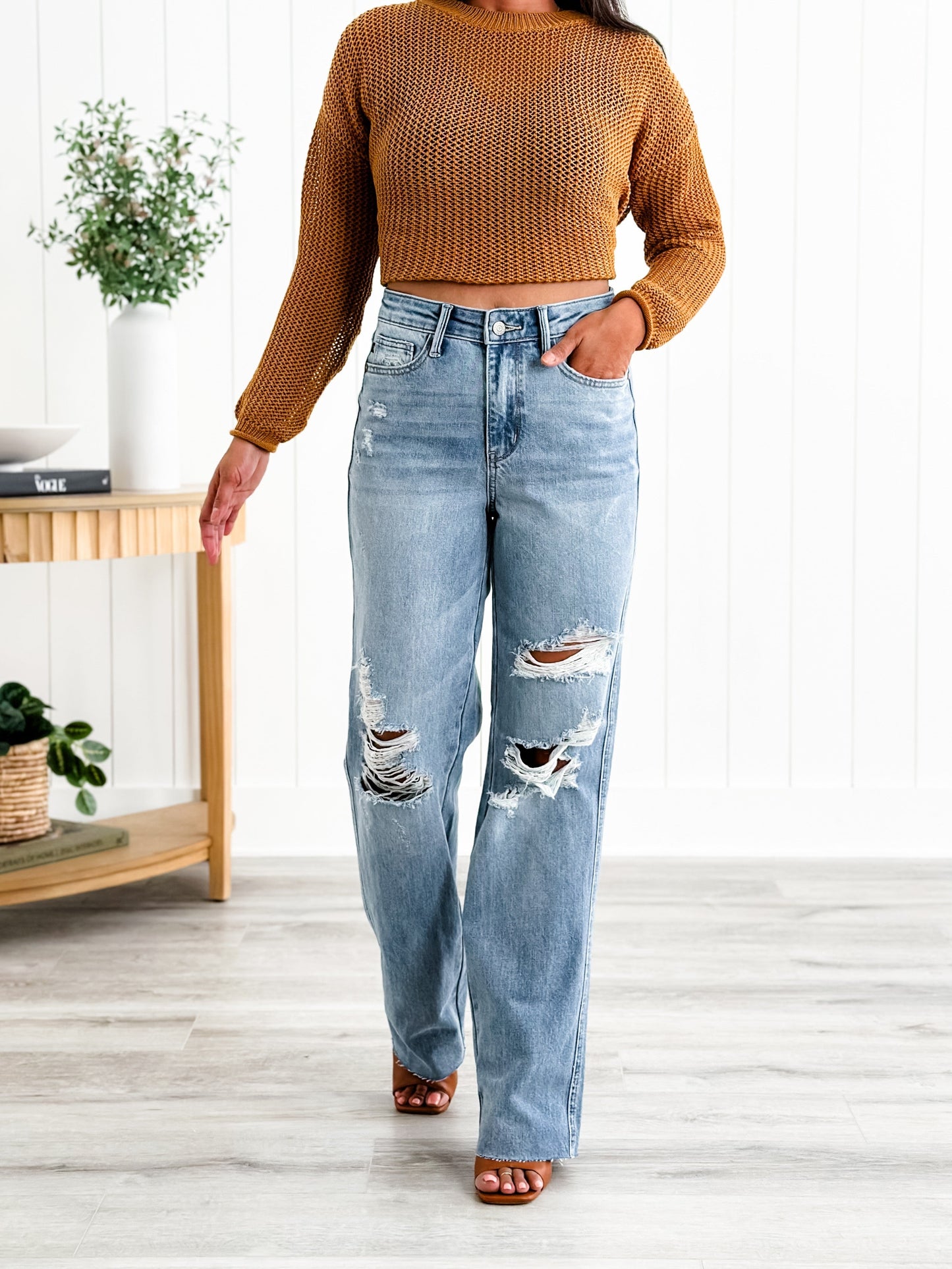 Judy Blue Cruel Summer High Rise Rigid 90s Destroyed Straight Leg Jeans