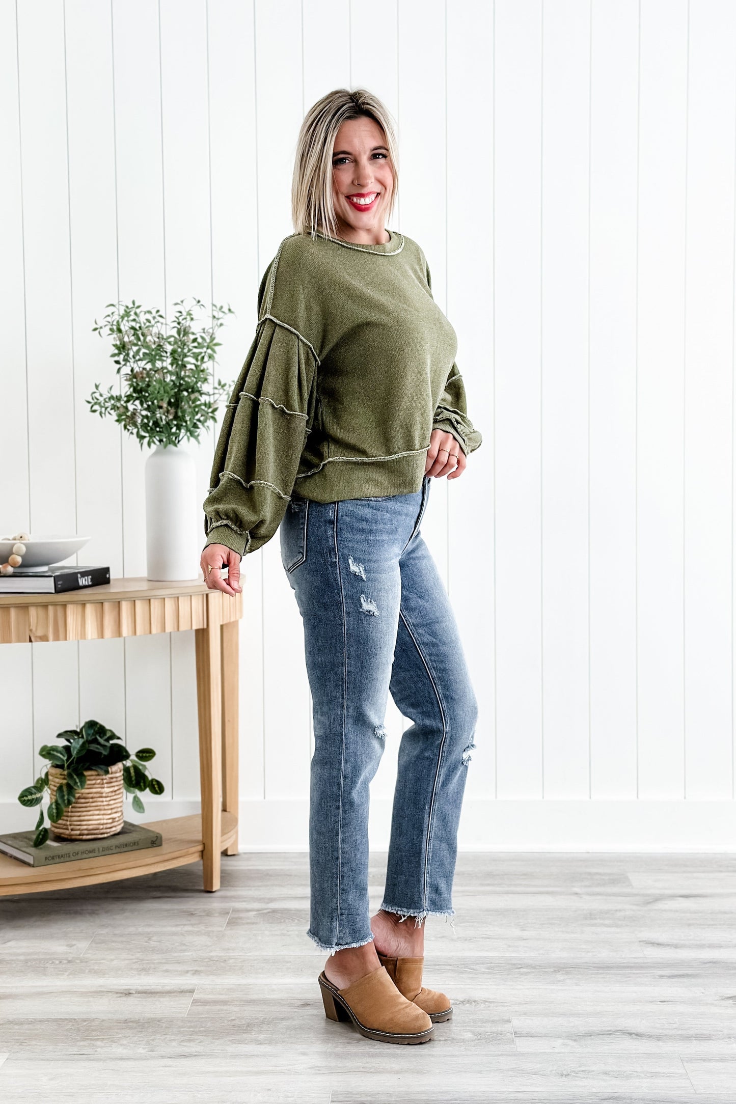 Lovervet High Rise Medium Wash Distressed Straight Leg Jeans