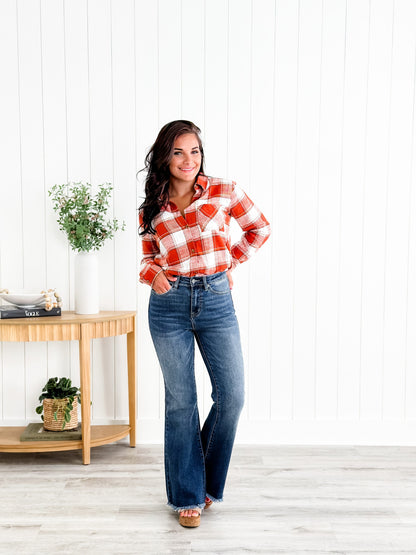 Risen Hot n Cold Vintage Dark Wash Frayed Hem Flare Jeans