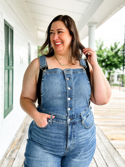 Judy Blue High Rise Control Top Non Distressed Flare Overall