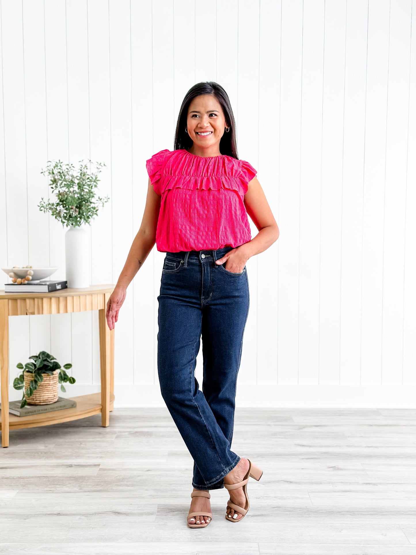 Judy Blue Straight Snatched High Rise Dark Wash Tummy Control Non Distressed Straight Leg Jeans