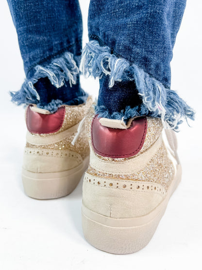Shu Shop Gold Glitter with White Star Detail Hi-Top Sneakers