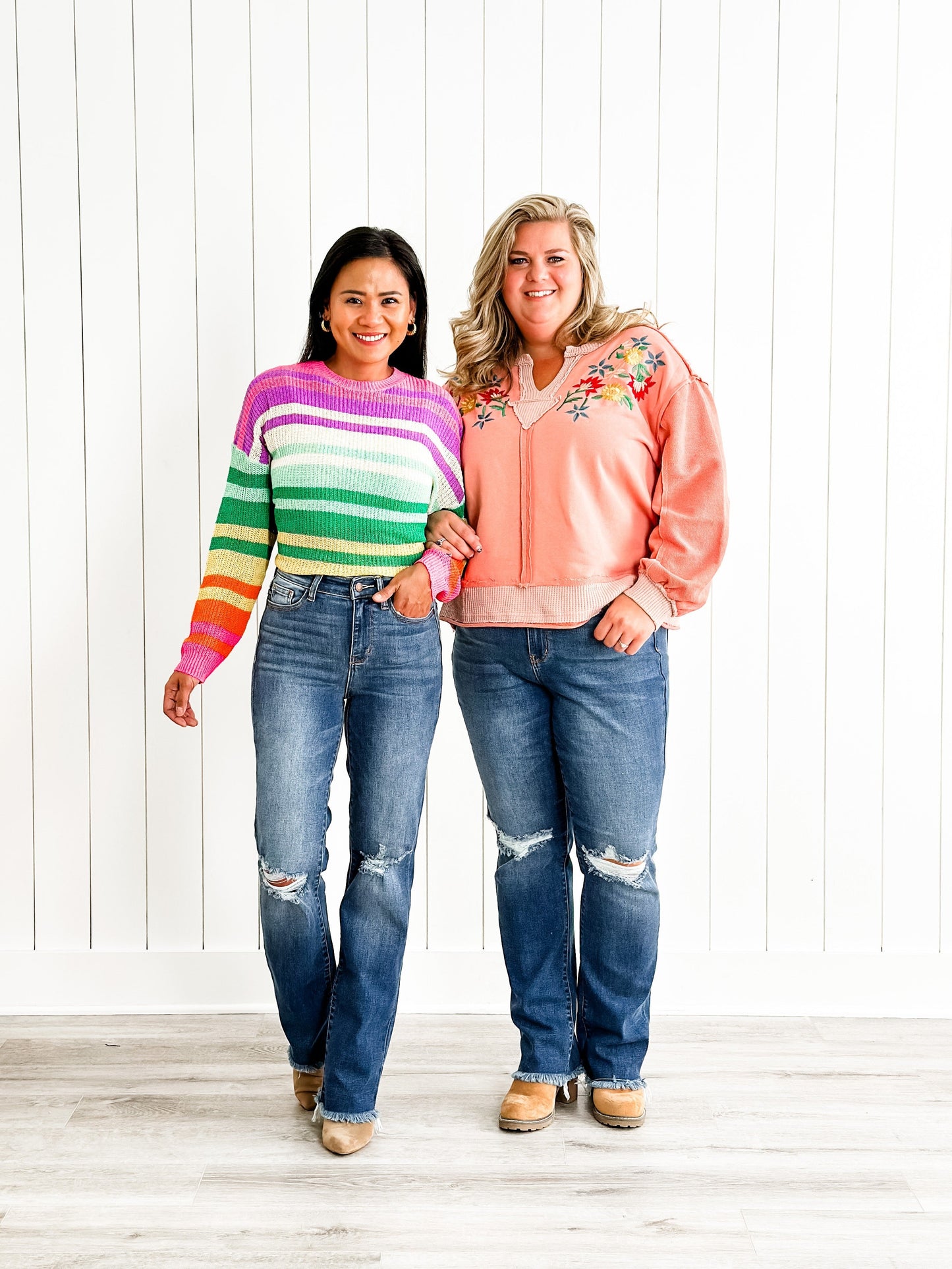 Judy Blue High Rise Medium Wash Destroyed Knee & Frayed Hem Straight Leg Jeans