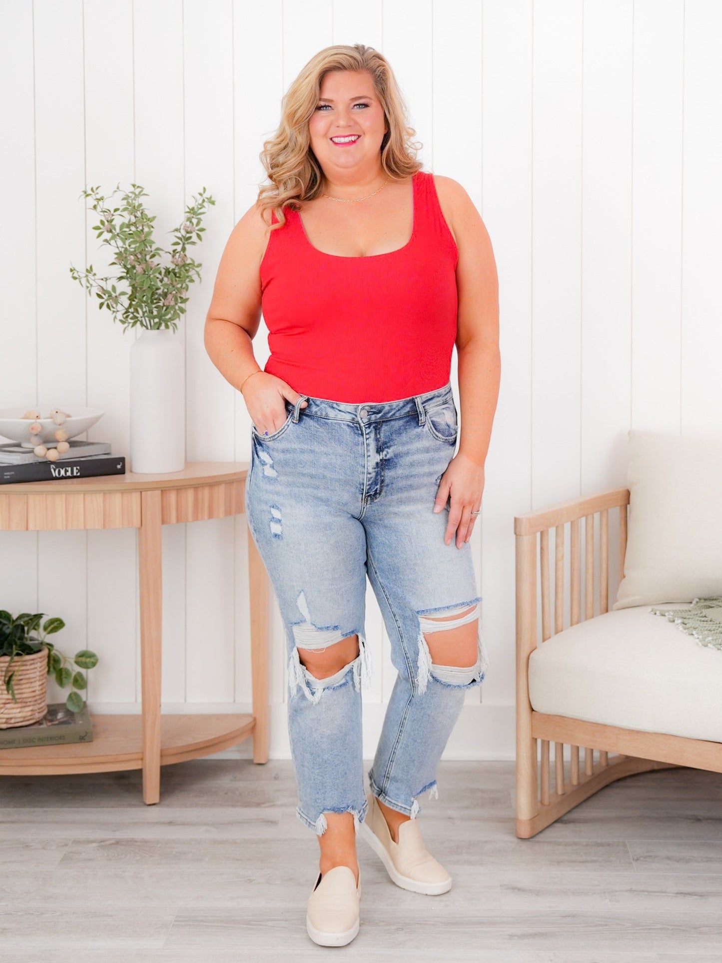 Plus/Reg Sleeveless Ribbed Knit Reversible Bodysuit (Multiple Colors)