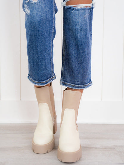 MIA Color Block Chunky Heel Boot