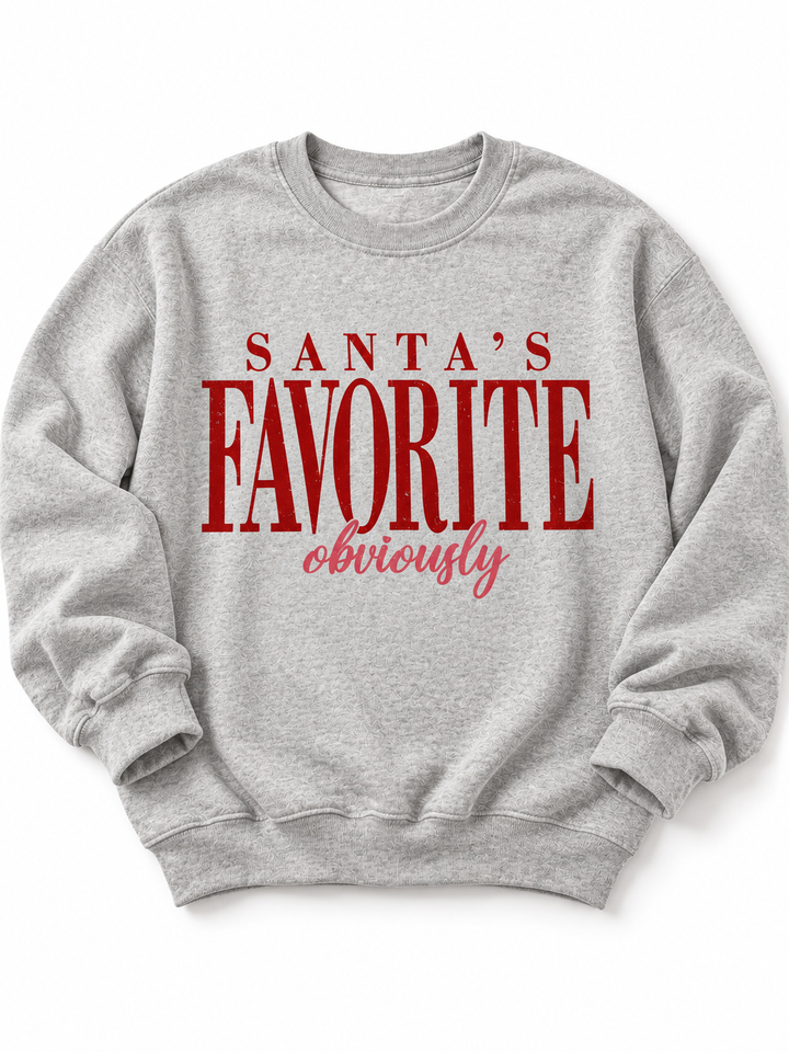 Plus/Reg "Santa's Favorite" Christmas Graphic Sweatshirt