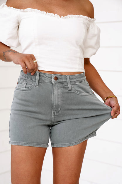 Judy Blue Stone Blue Shorts with Back Pocket Embroidery