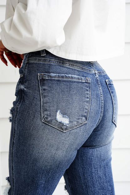 Risen Small Town Distressed Wide Leg Jeans
