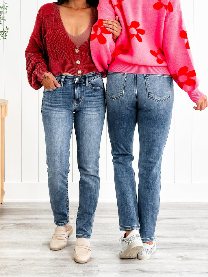 Judy Blue Friends Forever Medium Wash Mid Rise Classic Slim Fit Jeans