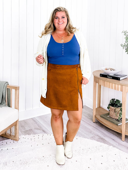 Plus/Reg High Waist Vegan Suede Mini Skirt (Multiple Colors)