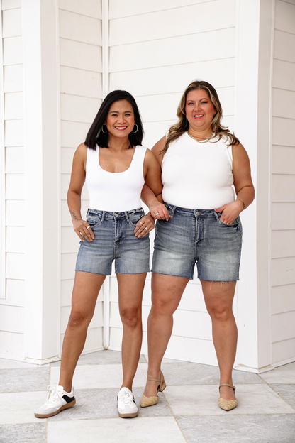 Judy Blue Medium Wash Star Seam Detail Shorts
