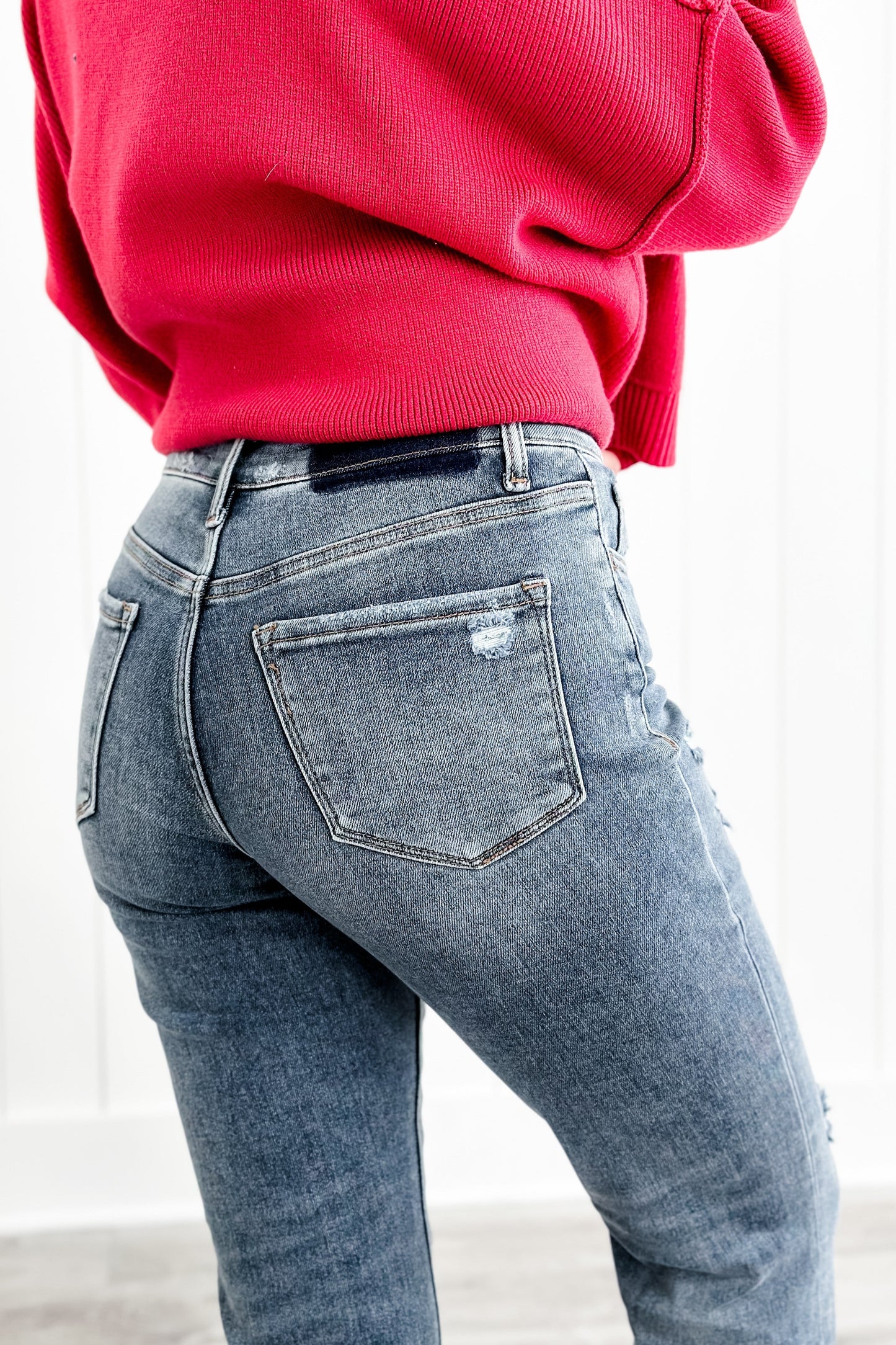 Lovervet High Rise Medium Wash Distressed Straight Leg Jeans