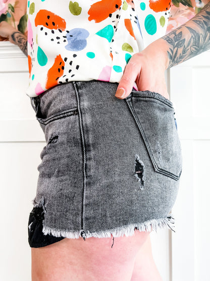 Risen Dark Grey Button Down Shorts