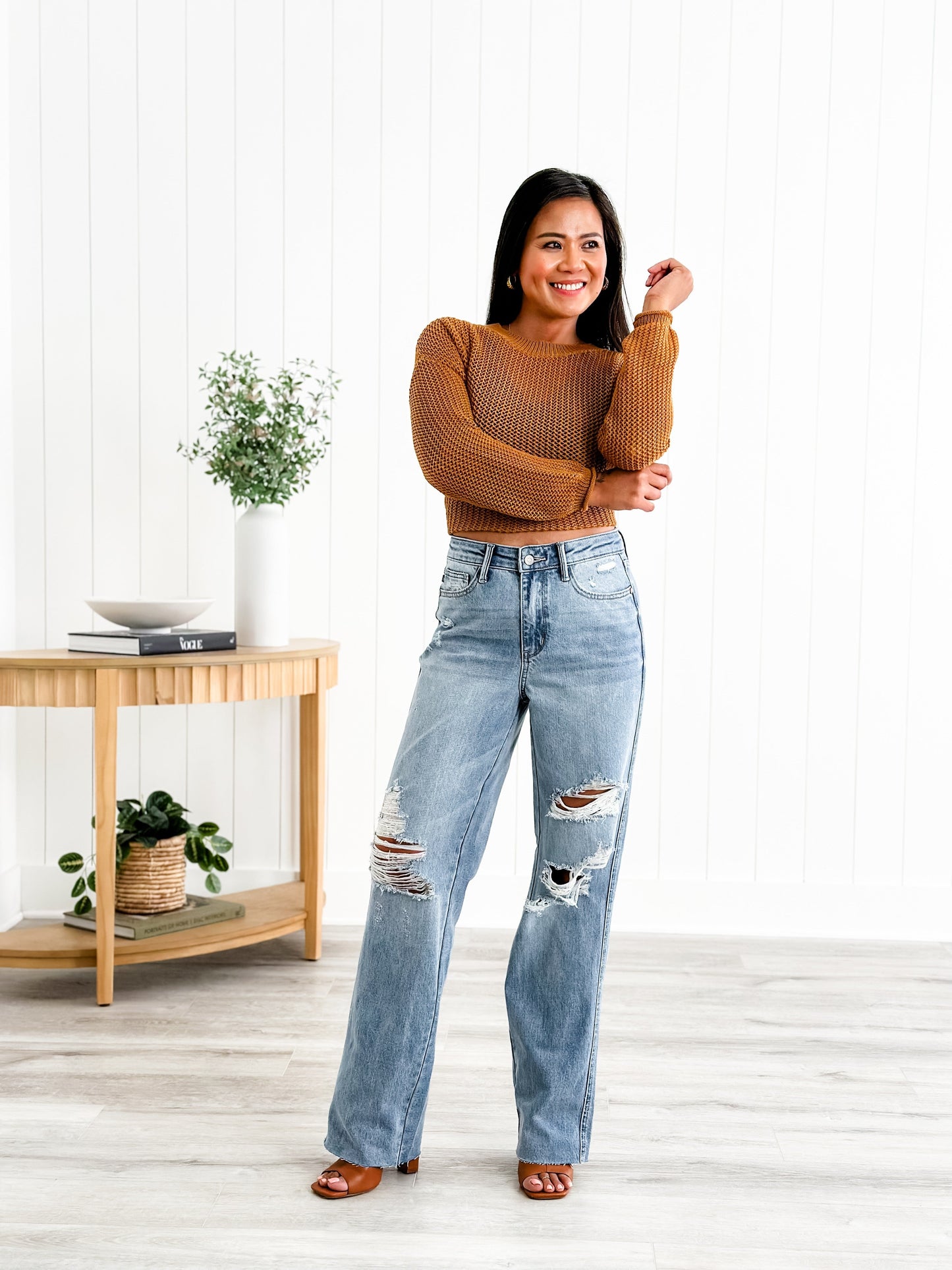 Judy Blue Cruel Summer High Rise Rigid 90s Destroyed Straight Leg Jeans