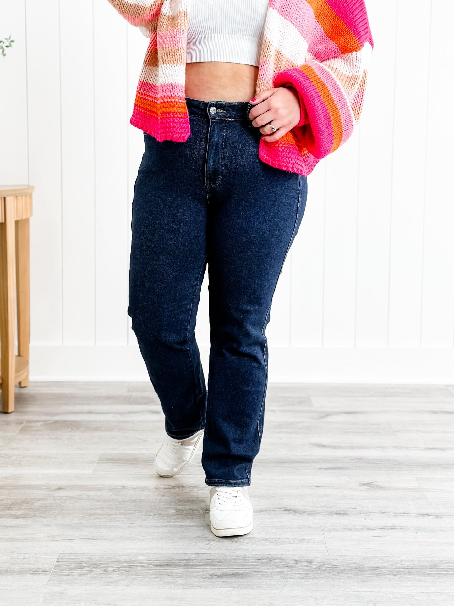 Judy Blue Straight Snatched High Rise Dark Wash Tummy Control Non Distressed Straight Leg Jeans