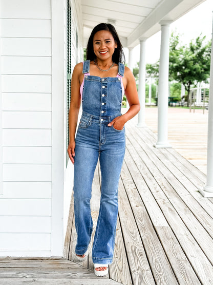 Judy Blue High Rise Control Top Non Distressed Flare Overall
