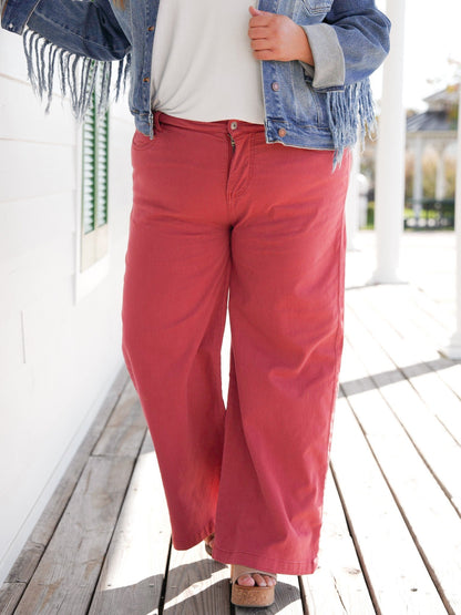 Plus/Reg Mineral Wash High Waist Wide Leg (Multiple Colors)
