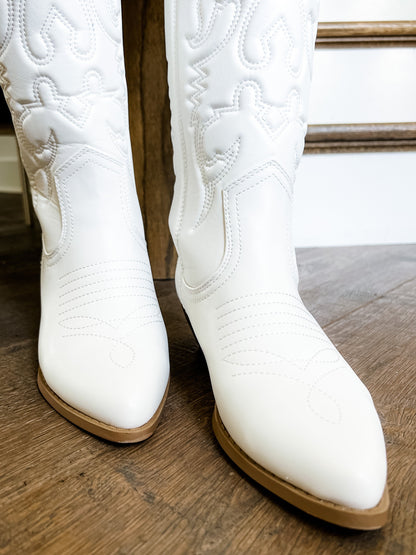 Western Stitched Pointed Toe Knee High Boots