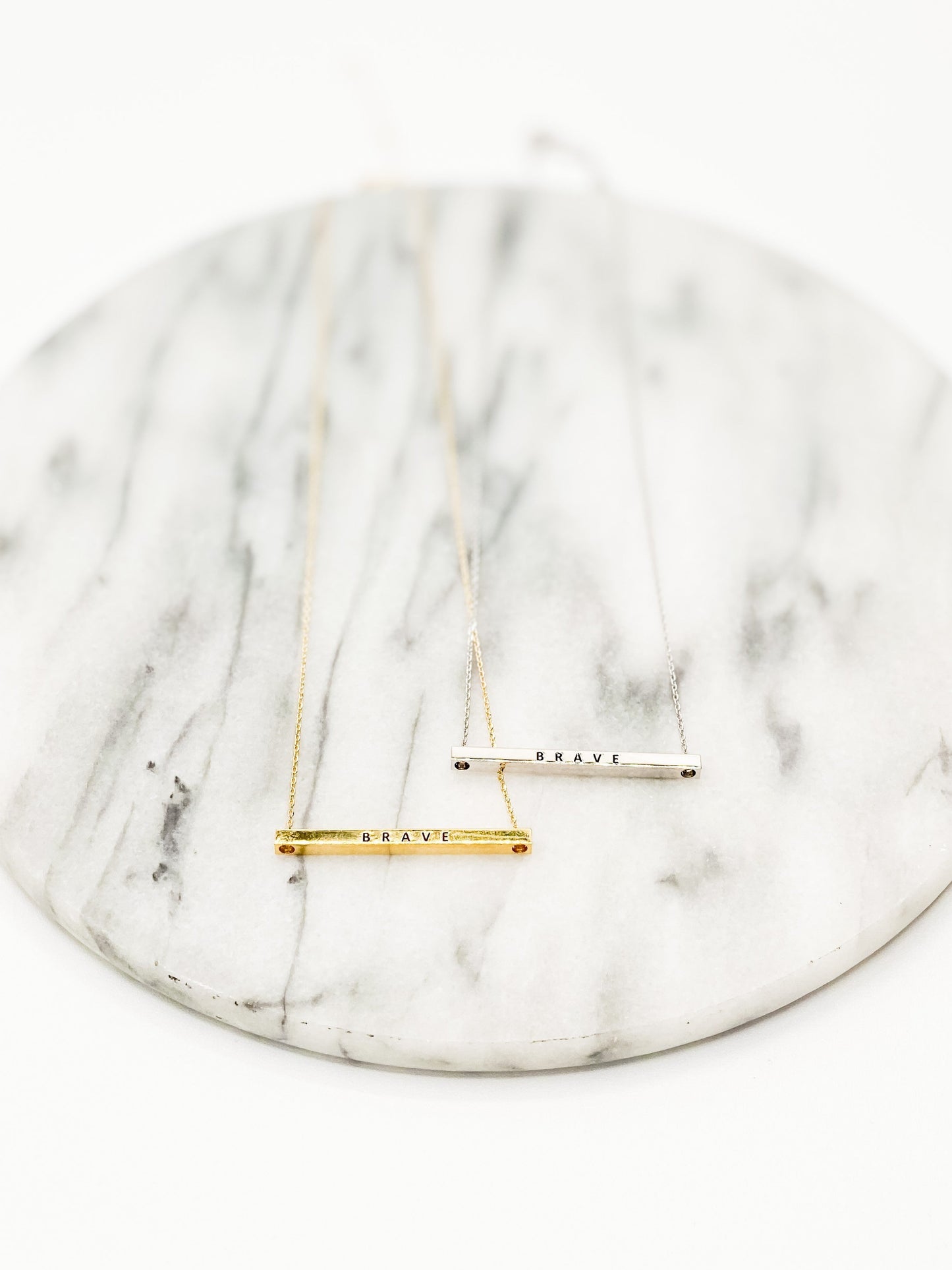 "Brave" Bar Message Necklace